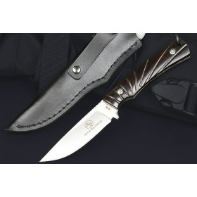 Arno Bernard Full Tang Ebony Handle Fixed Blade Hunting Leather Sheath Belt Straight Knife UD406692